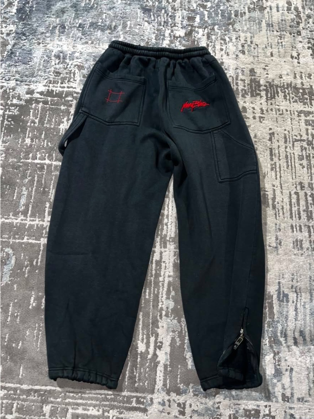 Men's Black Jogger Sweatpants with Red Script Accent